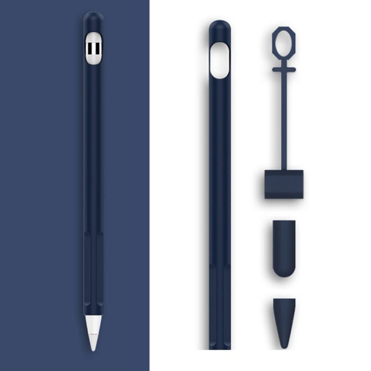 2組4合1觸控筆矽膠保護套 + 防丟繩組，適用於Apple Pencil 1，翡翠白、墨黑、薄荷綠、新鮮粉、紅色、午夜藍、商務灰