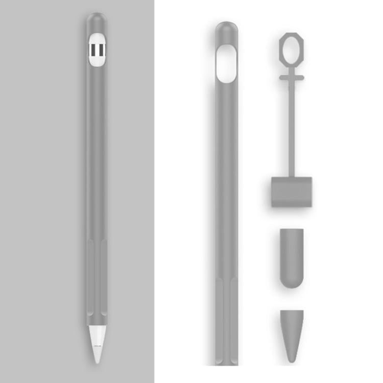 2組4合1觸控筆矽膠保護套 + 防丟繩組，適用於Apple Pencil 1，翡翠白、墨黑、薄荷綠、新鮮粉、紅色、午夜藍、商務灰