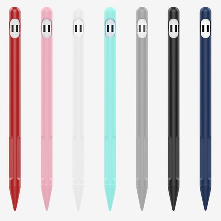 2組4合1觸控筆矽膠保護套 + 防丟繩組，適用於Apple Pencil 1，翡翠白、墨黑、薄荷綠、新鮮粉、紅色、午夜藍、商務灰