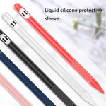 2組4合1觸控筆矽膠保護套 + 防丟繩組，適用於Apple Pencil 1，翡翠白、墨黑、薄荷綠、新鮮粉、紅色、午夜藍、商務灰