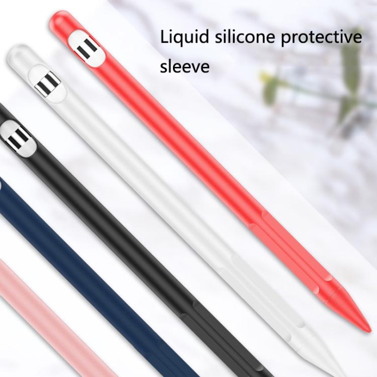 2組4合1觸控筆矽膠保護套 + 防丟繩組，適用於Apple Pencil 1，翡翠白、墨黑、薄荷綠、新鮮粉、紅色、午夜藍、商務灰