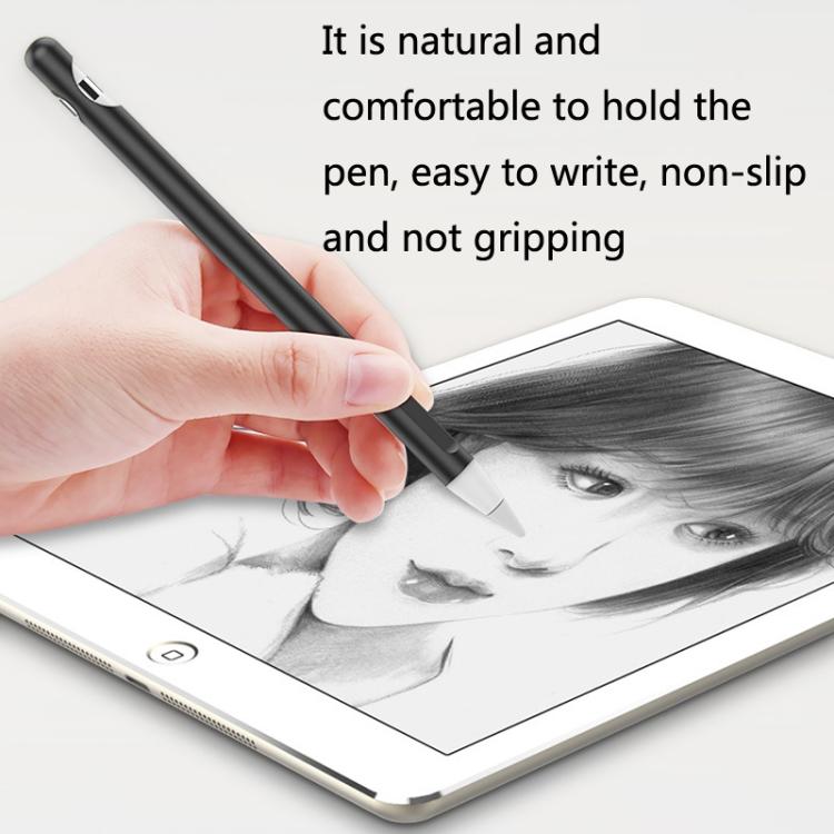 2組4合1觸控筆矽膠保護套 + 防丟繩組，適用於Apple Pencil 1，翡翠白、墨黑、薄荷綠、新鮮粉、紅色、午夜藍、商務灰