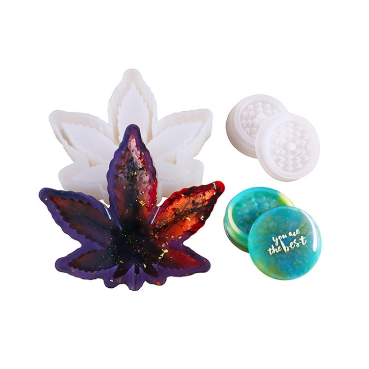 DIY水晶環氧樹脂楓葉煙灰缸牙齒磨損香煙研磨組合矽膠模具，楓葉形狀