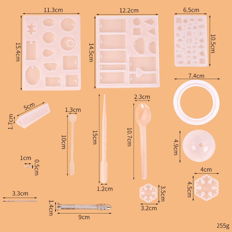 128件水晶滴膠模具工具套裝 飾品吊墜矽膠模具套裝，吊墜形狀