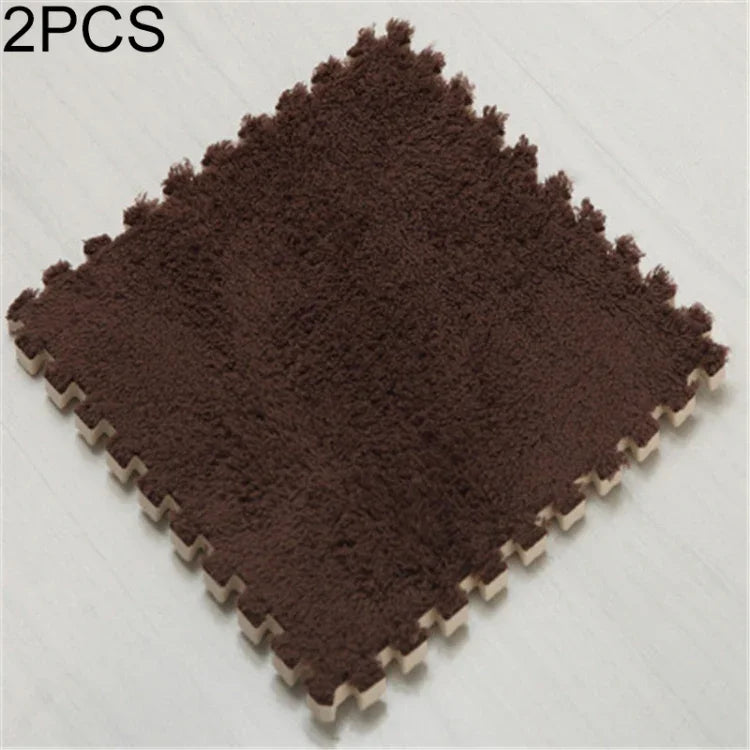 2 件套客廳臥室兒童軟地毯魔術拼接拼圖爬行寶寶墊 30x30cm，玫瑰紅、駱駝色、紫色、咖啡色、藍色、粉紅色、綠色、白色、灰色