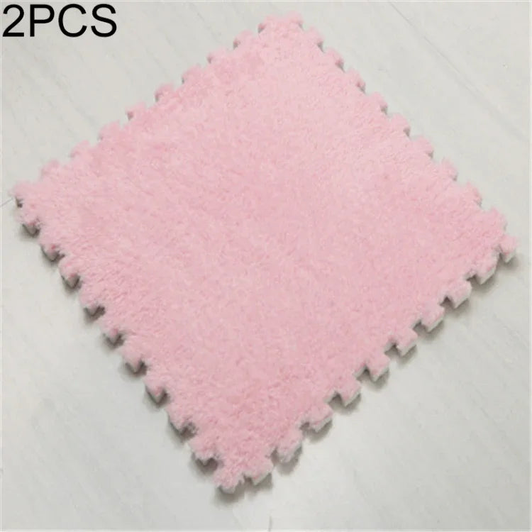 2 件套客廳臥室兒童軟地毯魔術拼接拼圖爬行寶寶墊 30x30cm，玫瑰紅、駱駝色、紫色、咖啡色、藍色、粉紅色、綠色、白色、灰色