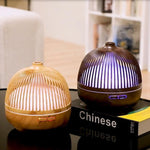 鳥籠木質圖案香薰機超聲波智能家用彩色夜燈鏤空加濕器，美規插頭，歐規插頭，澳規插頭，英規插頭