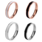 Simple Black White Epoxy Couple Ring Women Titanium Steel Ring Jewelry, US Size 3, US Size 4, US Size 5, US Size 6, US Size 8, US Size 9, US Size 10, US Size 7