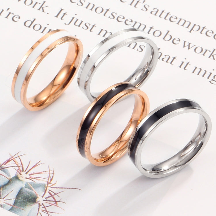Simple Black White Epoxy Couple Ring Women Titanium Steel Ring Jewelry, US Size 3, US Size 4, US Size 5, US Size 6, US Size 8, US Size 9, US Size 10, US Size 7