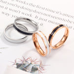 Simple Black White Epoxy Couple Ring Women Titanium Steel Ring Jewelry, US Size 3, US Size 4, US Size 5, US Size 6, US Size 8, US Size 9, US Size 10, US Size 7