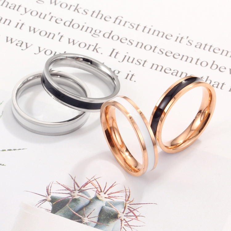 Simple Black White Epoxy Couple Ring Women Titanium Steel Ring Jewelry, US Size 3, US Size 4, US Size 5, US Size 6, US Size 8, US Size 9, US Size 10, US Size 7
