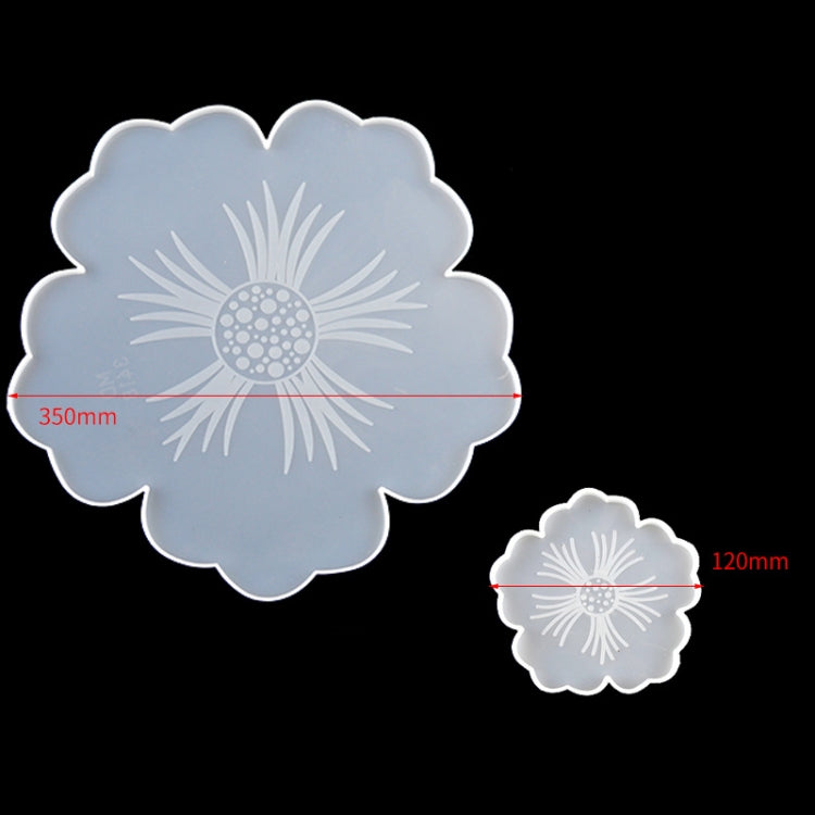 矽膠花杯墊模具套裝 水晶DIY鏡面花瓣水果盤滴膠模具，1大+5小花套裝，1大+3小花套裝，大花
