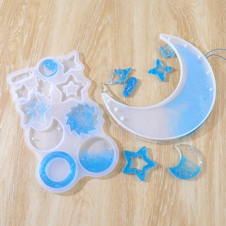 DIY 風鈴環氧樹脂模具 月亮吊墜風鈴掛飾套裝模具, 款式:, MD3535 + MD3536, MD3535 + MD3536 + 魚線
