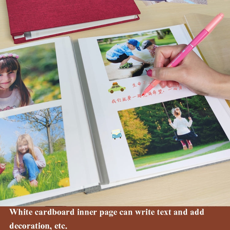 10英寸20頁/40P 布面相冊自粘 DIY 膠裝相冊, 紅色, 綠色, 薑黃色, 灰色