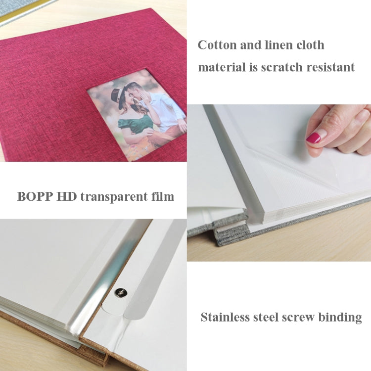 10英寸20頁/40P 布面相冊自粘 DIY 膠裝相冊, 紅色, 綠色, 薑黃色, 灰色