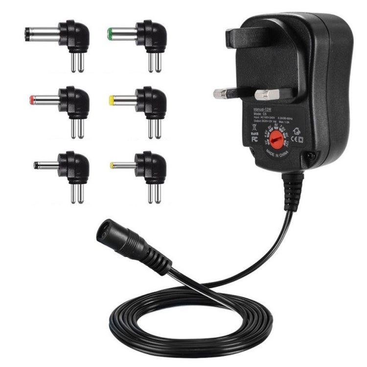 C5 3-12V 12W 可調電壓穩壓開關電源供應器 電源適配器 多功能充電器 含 DC 接頭，美規插頭，英規插頭，歐規插頭
