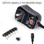 C5 3-12V 12W 可調電壓穩壓開關電源供應器 電源適配器 多功能充電器 含 DC 接頭，美規插頭，英規插頭，歐規插頭