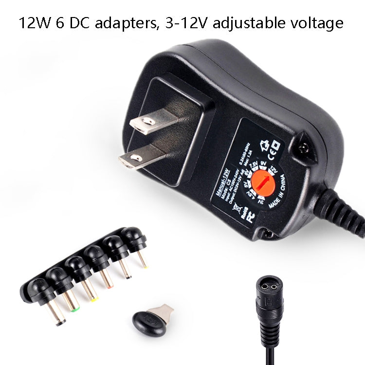 C5 3-12V 12W 可調電壓穩壓開關電源供應器 電源適配器 多功能充電器 含 DC 接頭，美規插頭，英規插頭，歐規插頭