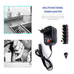 C5 3-12V 12W 可調電壓穩壓開關電源供應器 電源適配器 多功能充電器 含 DC 接頭，美規插頭，英規插頭，歐規插頭