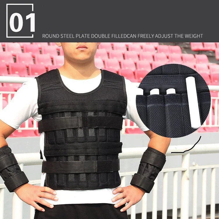 運動背心腿部及手臂負重帶健身訓練負重設備，規格：1kg 背心，1kg 背心，3kg 背心，5kg 背心，10kg 背心，15kg 背心，10kg 套裝，15kg 套裝
