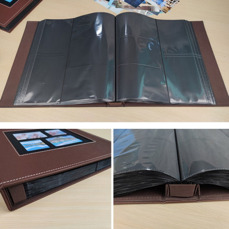 6 吋 600 張皮革封面相冊 家庭相冊收納書，黑色，深棕色，淺棕色