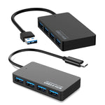 KYTC47 4埠 USB 轉接線 高速 USB 擴充座 多介面 HUB 轉換器，黑色 USB 3.0，黑色 Type-C