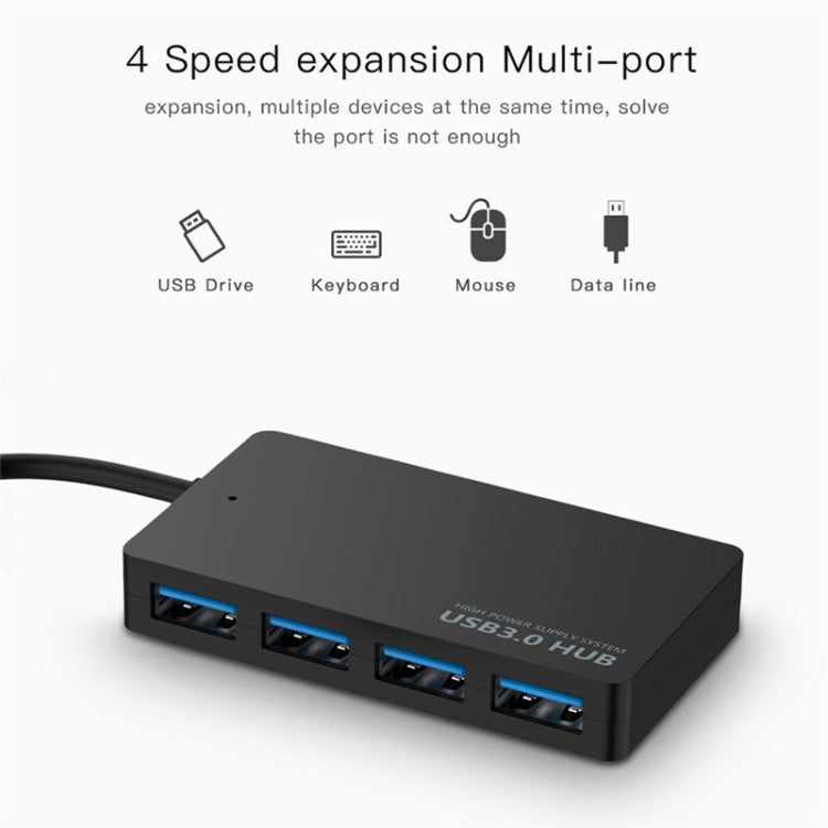 KYTC47 4埠 USB 轉接線 高速 USB 擴充座 多介面 HUB 轉換器，黑色 USB 3.0，黑色 Type-C