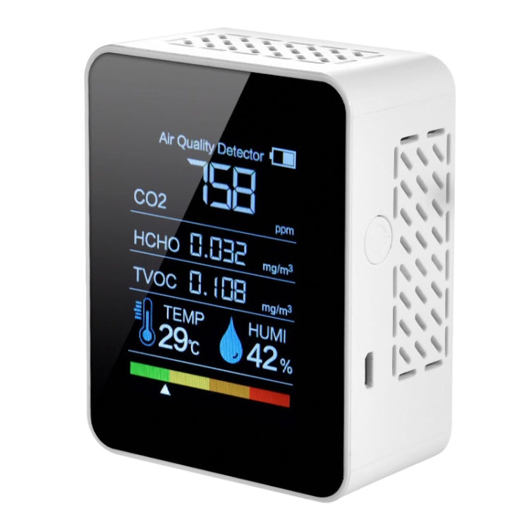 便攜式 CO2 空氣質量甲醛二氧化碳檢測儀，室內溫濕度計，LED 數字顯示，5合1 半導體