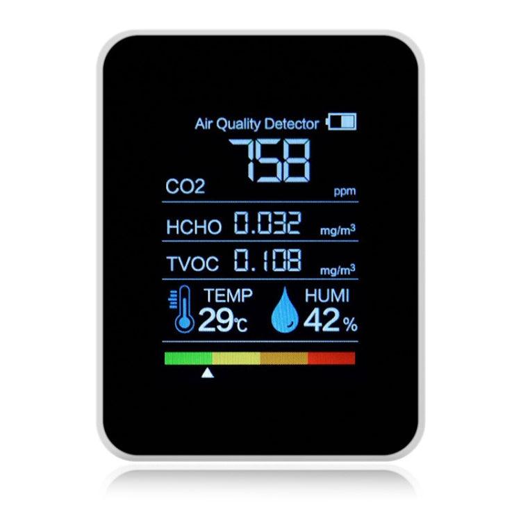 便攜式 CO2 空氣質量甲醛二氧化碳檢測儀，室內溫濕度計，LED 數字顯示，5合1 半導體