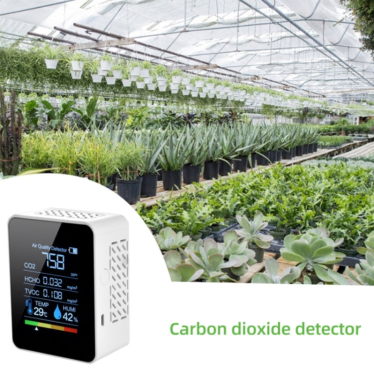 便攜式 CO2 空氣質量甲醛二氧化碳檢測儀，室內溫濕度計，LED 數字顯示，5合1 半導體