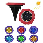 2 件 8 LED 太陽能花瓣埋地燈防水花園草坪燈，規格：紫百合（白光），紫百合（暖光），紫百合（彩光），紅玫瑰（白光），紅玫瑰（暖光），紅玫瑰（彩光）