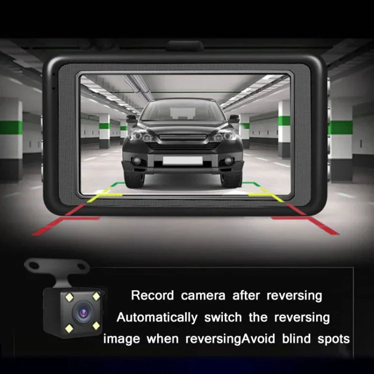 3.0吋高清1080P廣角行車記錄器帶倒車影像 規格：普通畫質單錄（黑色）