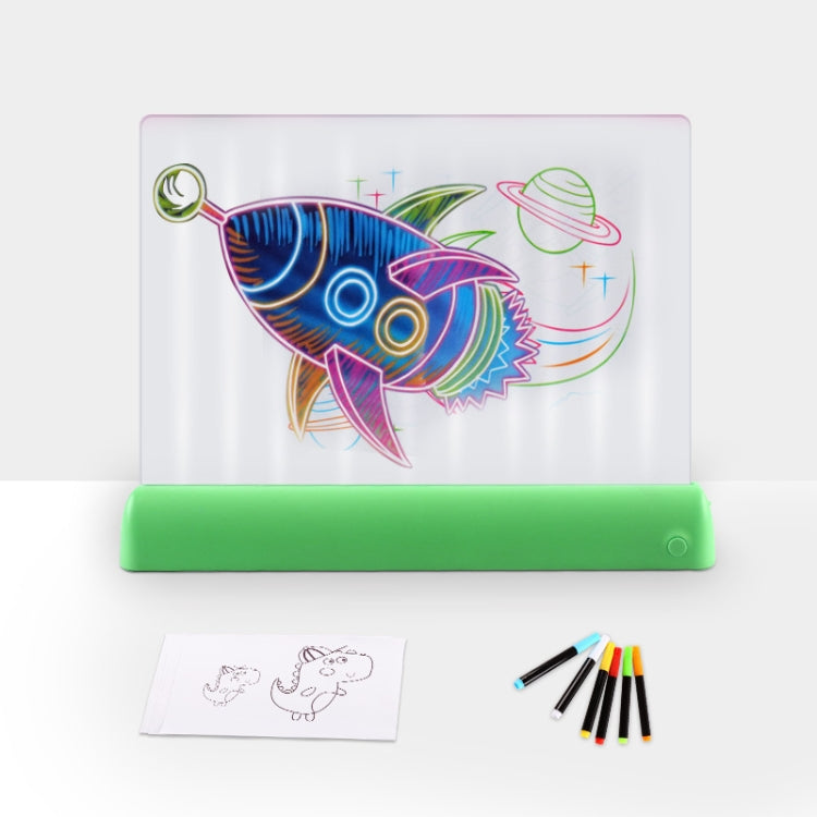 3D繪畫螢光板LED發光拼圖兒童塗鴉板手寫留言板，灰色，白色，藍色，綠色，粉色