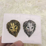 個性創意獅子胸針 復古合金動物徽章 大衣西裝胸花，獅子（金色）