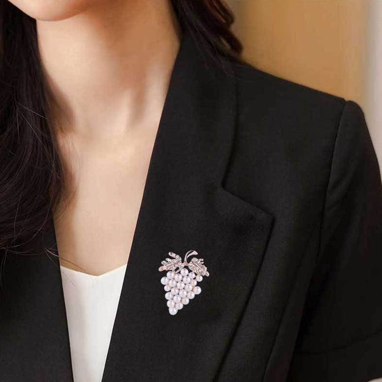 鑽石葡萄胸針 野生珍珠別針 女裝珠寶，葡萄