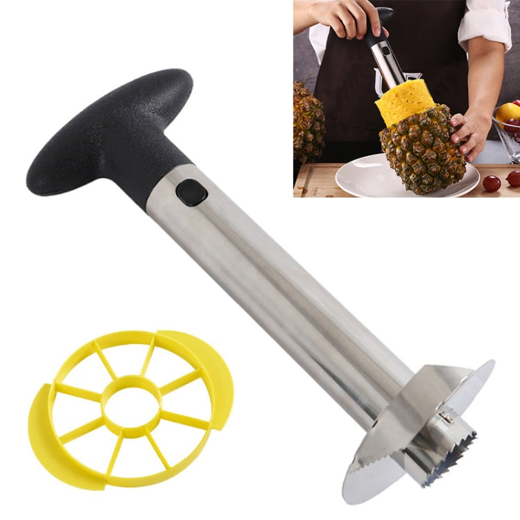 2件套不鏽鋼鳳梨削皮切片器水果切割工具，鳳梨去芯切片器（黑色手柄）、鳳梨去芯切片器（黃色手柄）