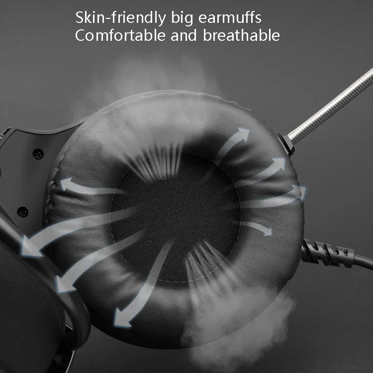 Smailwolf AK3 耳機 遊戲耳機 有線發光桌面電腦耳機，款式：3.5毫米雙插頭黑色，USB單插頭黑色