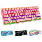 LEAVEN K28 61鍵遊戲辦公電腦 RGB 無線藍牙+有線雙模機械鍵盤，線長：1.5米，綠軸（白色）、綠軸（藍色）、綠軸（粉色）、紅軸（白色）、紅軸（藍色）、紅軸（粉色）、茶軸（白色）