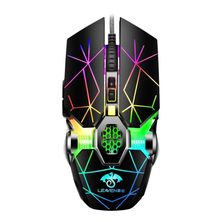 LEAVEN 7鍵 4000DPI USB 有線電腦辦公發光 RGB 機械遊戲滑鼠，線長：1.5米，S30 黑色，S30 白色，S30 粉色，S10 黑色