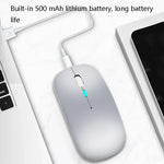 Y20 4鍵彩色發光充電靜音滑鼠 筆記本遊戲無線滑鼠，2.4G + 藍牙（銀色）
