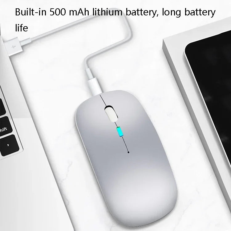 Y20 4鍵彩色發光充電靜音滑鼠 筆記本遊戲無線滑鼠，2.4G + 藍牙（銀色）