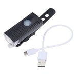 自行車高亮度 USB 可充電燈 防水自行車前燈尾燈組，前燈 + 尾燈（黑色）