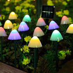 太陽能蘑菇草坪燈 戶外防水花園別墅景觀裝飾串燈, 3.8m 10顆LED, 5m 20顆LED, 6.5m 30顆LED