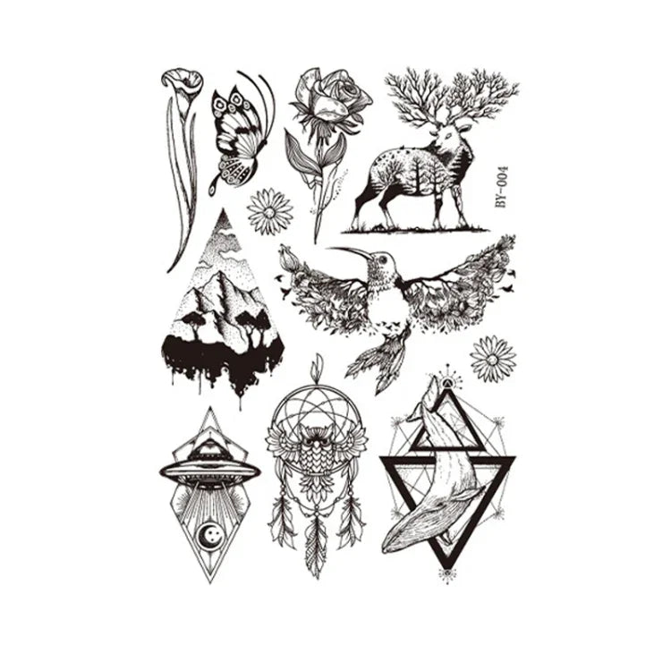 10 件深色螢光變色動物發光花臂防水成人紋身貼紙, BY-001, BY-002, BY-003, BY-004, BY-005, BY-006, BY-007, BY-008