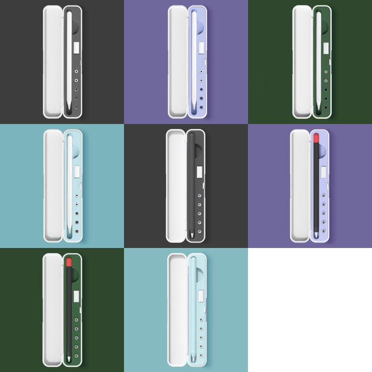 矽膠觸控筆保護收納盒，適用於Apple Pencil 1 / 2，規格：8mm（石墨黑）、8mm（丁香紫）、8mm（深夜綠）、8mm（冰川藍）、10mm（石墨黑）、10mm（丁香紫）、10mm（深夜綠）