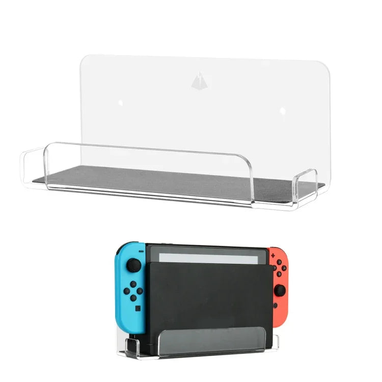 遊戲主機壁掛收納架，遊戲主機配件收納架，適用 Nintendo Switch，黑色壓克力，透明壓克力