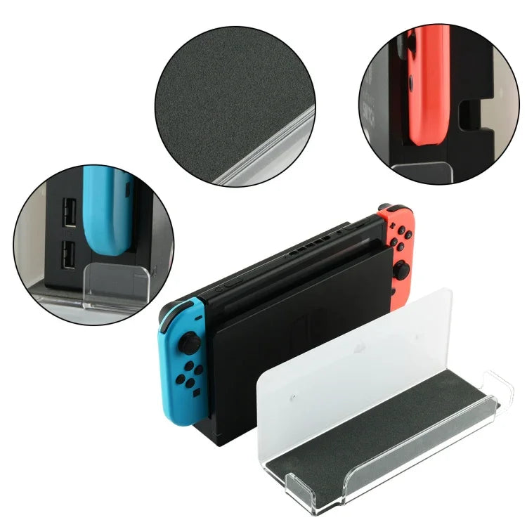 遊戲主機壁掛收納架，遊戲主機配件收納架，適用 Nintendo Switch，黑色壓克力，透明壓克力