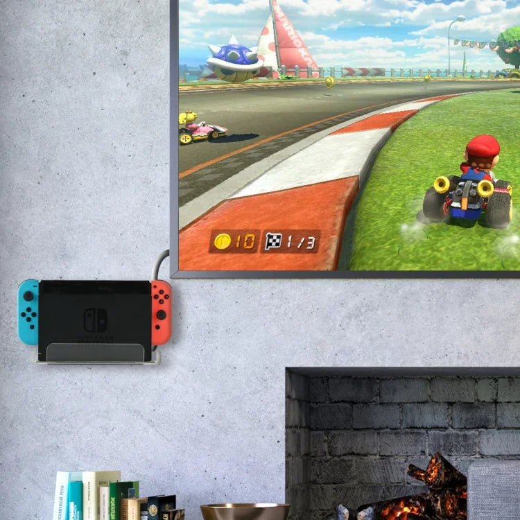 遊戲主機壁掛收納架，遊戲主機配件收納架，適用 Nintendo Switch，黑色壓克力，透明壓克力