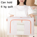 布藝鋼架被子衣物收納箱 棉麻收納袋 帶窗，22L 39x29x20cm，100L 60x42x40cm，66L 50x40x33cm，24L 40x30x20cm