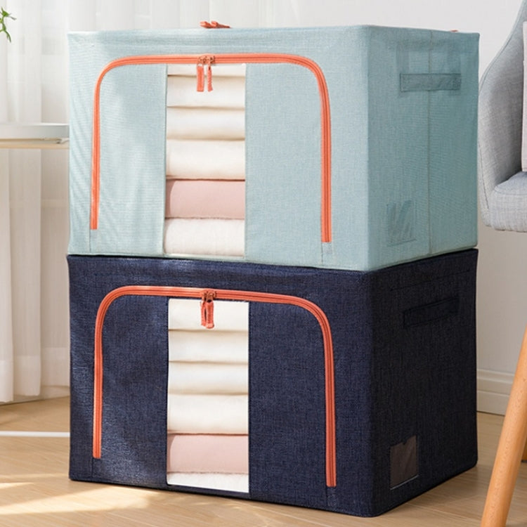 布藝鋼架被子衣物收納箱 棉麻收納袋 帶窗，22L 39x29x20cm，100L 60x42x40cm，66L 50x40x33cm，24L 40x30x20cm
